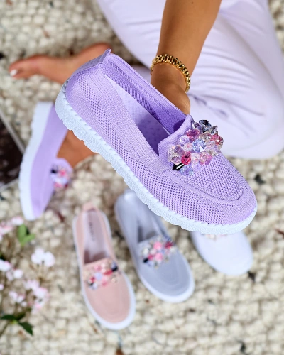 Royalfashion Pantofi de damă cu jumătate de alunecare împodobită violet Enweta