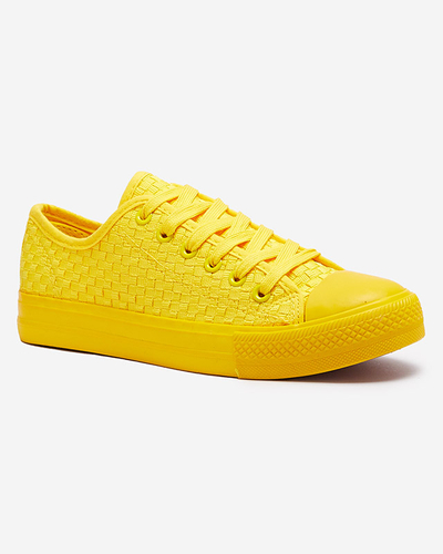 Adidași galbeni pentru femei cu ștanțare Aklina - Încălțăminte