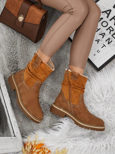 Botine înalte de damă din piele ecologică întoarsă Liora