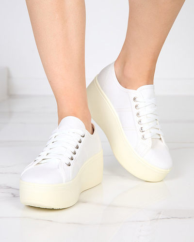 OUTLET Tenisi sport albi si ecru pe platforma Darru-Footwear