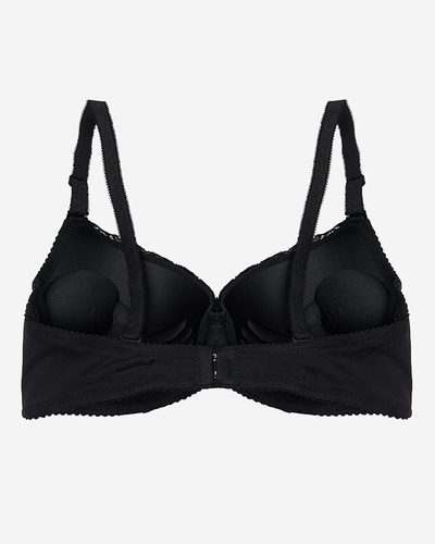 Sutien de damă negru cu inserție de dantelă - Lenjerie intima
