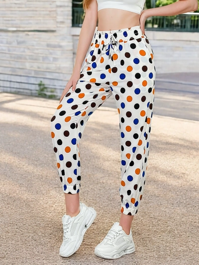 Royalfashion Pantaloni de damă din țesătură cu buline