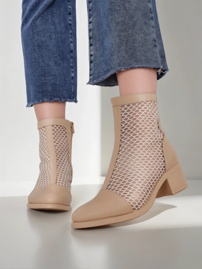 Royalfashion Botine pentru femei cu lucrături deschise pe toc mic Rowices