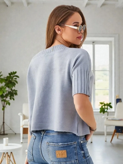 Pulover din viscoză pentru femei Royalfashion cu mâneci scurte