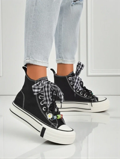 Adidași de damă Callisto Negri cu platforme din material textil și accente retro
