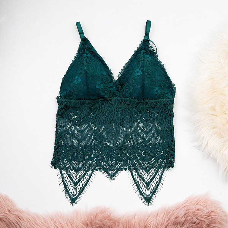 Sutien bralette din dantelă verde - Lenjerie intimă
