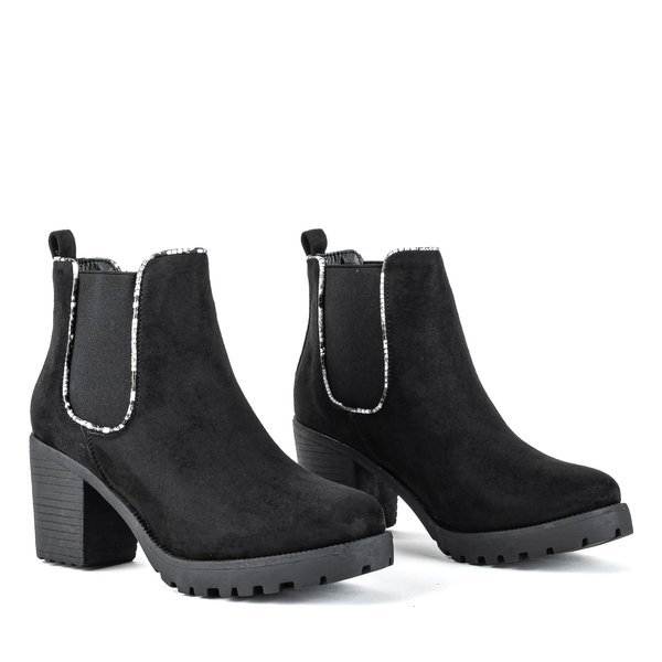 Czarne botki na wyższym słupku Travolte - Obuwie