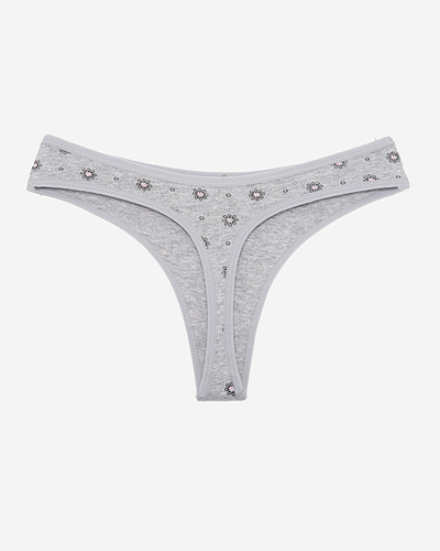 Tanga dama gri din bumbac cu flori - Lenjerie intima