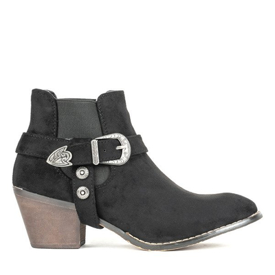 Cizme negre pe cizme cowboy asiene low post - Încălțăminte