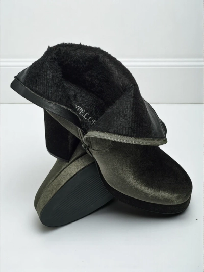 Botine de damă cu toc gros, tip velur Miss