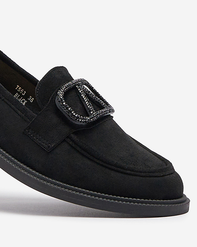 Mocasini negri pentru femei cu ornament Fogras- Footwear