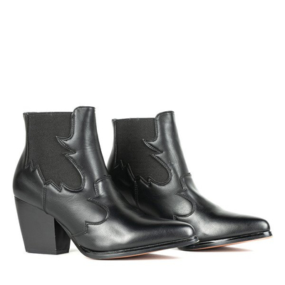 Czarne botki na słupku a'la kowbojki Catenia - Obuwie