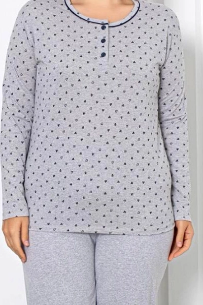Royalfashion Set de pijamale din bumbac pentru femei, 2 piese, cu inimioare, MARIME MARE