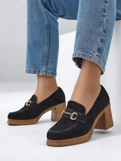 Royalfashion mocasini cu toc masiv pentru femei Apareus