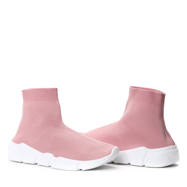 Różowe obuwie z tekstylną cholewką- Obuwie