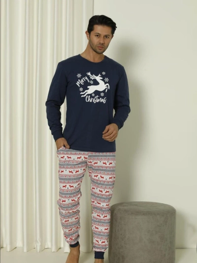 Royalfashion pijama de bărbați din bumbac 2 piese de Crăciun Crăciun fericit