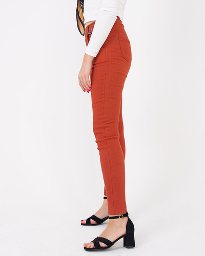 Tregging de dama maro din stofa cu nasturi decorativi - Imbracaminte