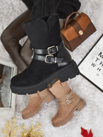 Botine înalte de damă din piele ecologică întoarsă Callire