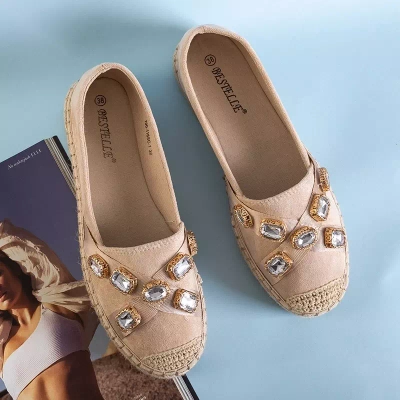 OUTLET Espadrile de dama bej cu cristale Erilla - Incaltaminte