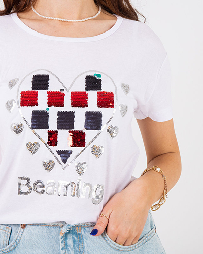 Tricou alb de dama cu imprimeu - Imbracaminte