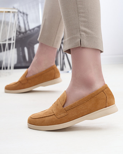 Mocasini de damă din eco-suede de culoare camel Daffer- Footwear