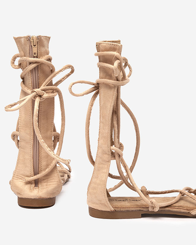 Sandale gladiator bej la mijlocul gambei Jeniso - Încălțăminte