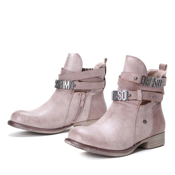 Różowe botki z wycięciami Arizona - obuwie