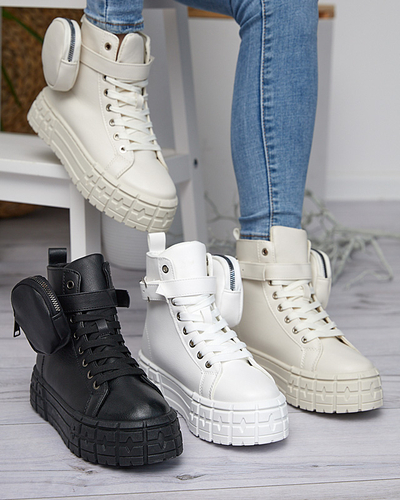 Pantofi sport de damă din piele ecologică de culoare albă Kolibs- Footwear