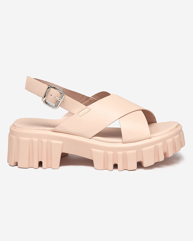 OUTLET Sandale de dama roz deschis pe talpa masiva Otida - Incaltaminte