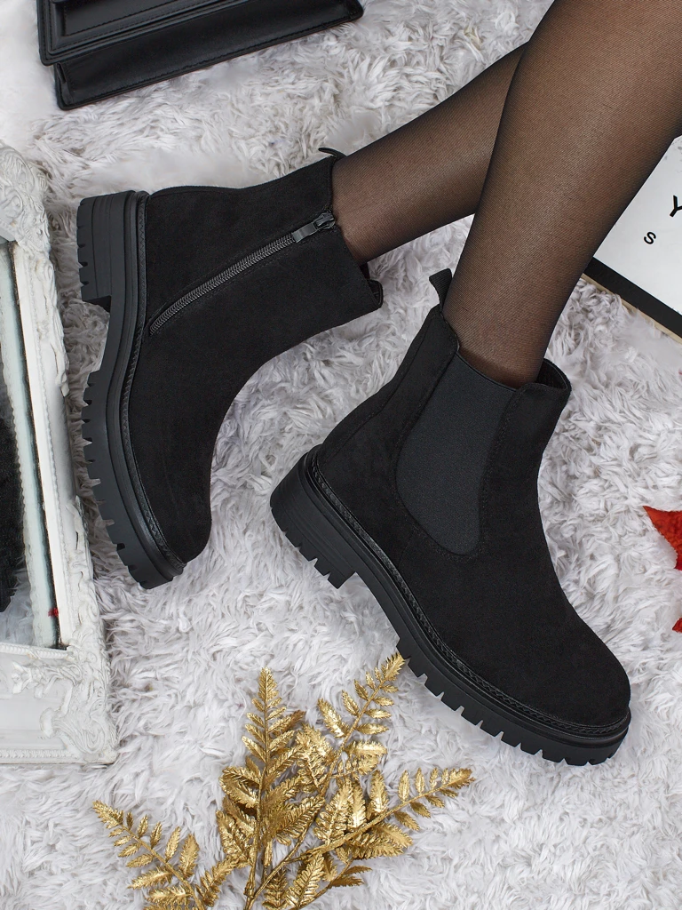 Botine de damă a'la Chelsea din piele ecologică de căprioară Zarelle