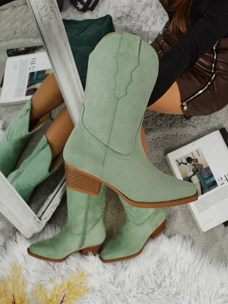 Botine cowboy de damă din piele ecologică întoarsă SpireHush