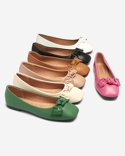 Balerini de damă de culoare camel cu decor pe nas Caxien- Footwear