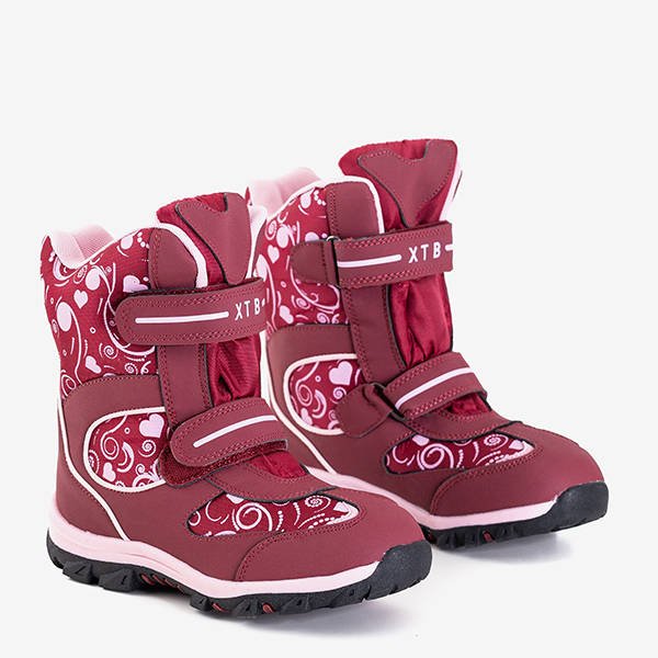 Cizme de zăpadă maro pentru fete cu modele de la Atalia - încălțăminte