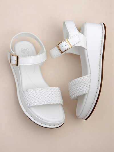 Sandale Royalfashion cu toc pentru femei, cu bareta împletită Fiolle