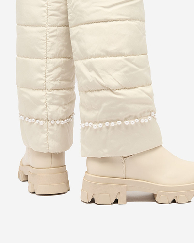 Royalfashion Cizme Ameroe de damă de culoare crem