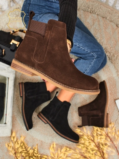 Cuoio Elegante: Botine din Piele Întoarsă Maro pentru Femei Stilate