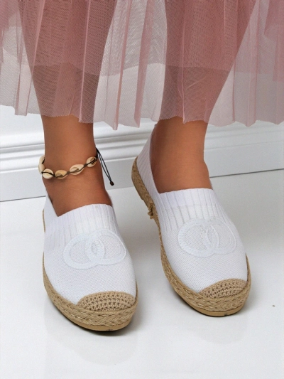 Espadril pa dama Calista Biancha – blanku platé di suède ekológiko, estilo italiano