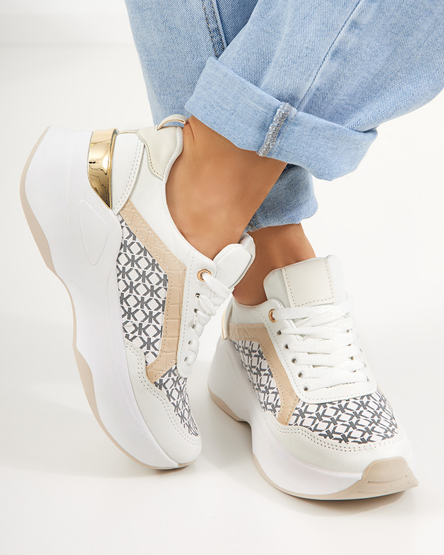 Pantofi sport dama bej si alb Pantofi sport Weniso - Incaltaminte