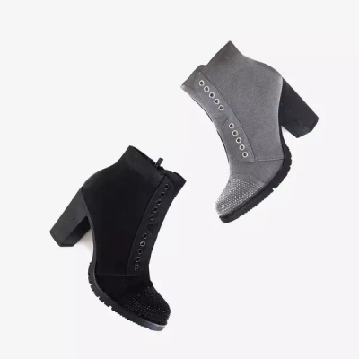 OUTLET Botine dama gri cu decoratiuni Valor - Incaltaminte