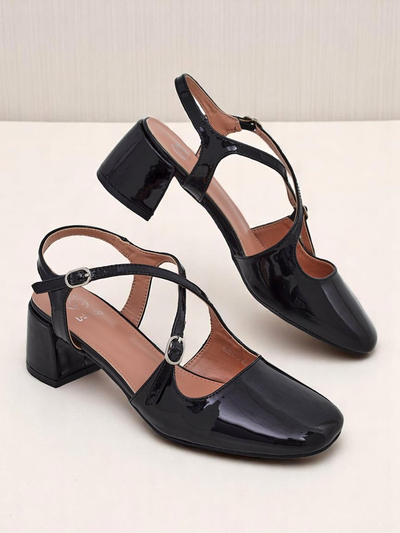 Royalfashion Pantofi dama cu toc jos si barete decorative Lolita