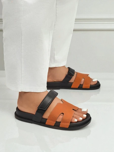 Royalfashion Sandale slip-on pentru femei din piele ecologică FlexiComfi