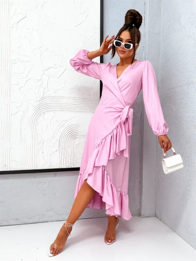 Royalfashion Rochie midi legată pentru femei cu volane