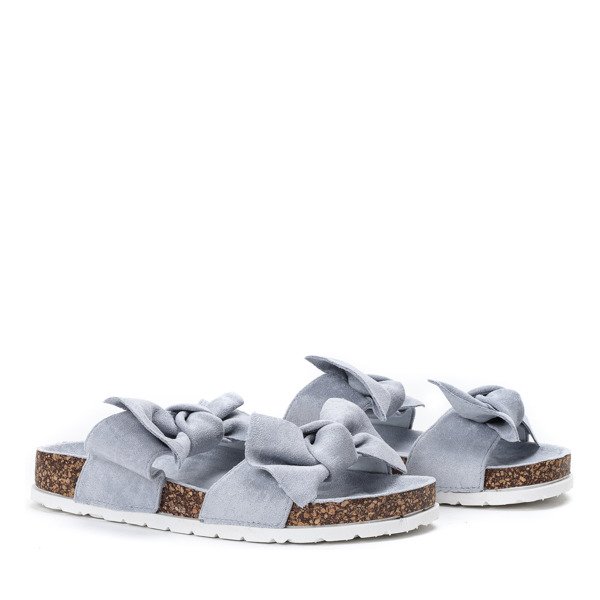 Niebieskie klapki z kokardką Marecia - Obuwie