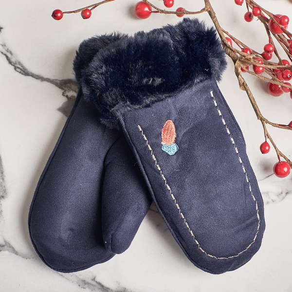 Mănuși de copii bleumarin pe un șir și cu un deget - Mănuși