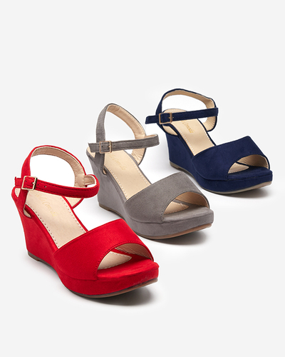 Sandale cu pană de damă bleumarin Nalem - Încălțăminte