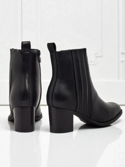 Botine de damă din piele ecologică cu toc gros Nerelle