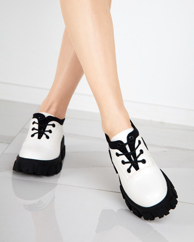 OUTLET Pantofi dama din piele ecologica in alb Ozud-Footwear