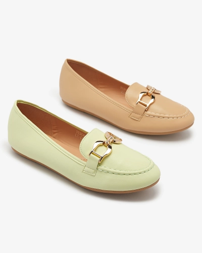Mocasini de damă din piele ecologică verde cu ornament Wiwet-Footwear
