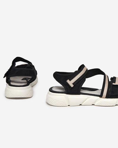 Sandale pentru copii negre si bej prinse cu Velcro Modis - Pantofi