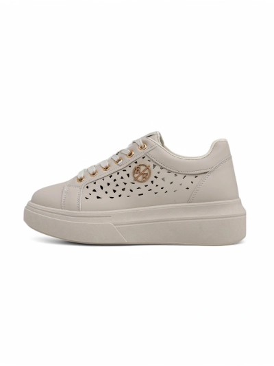 Sneakers de damă Callista bej, piele ecologică, de primăvară, cu toc plat